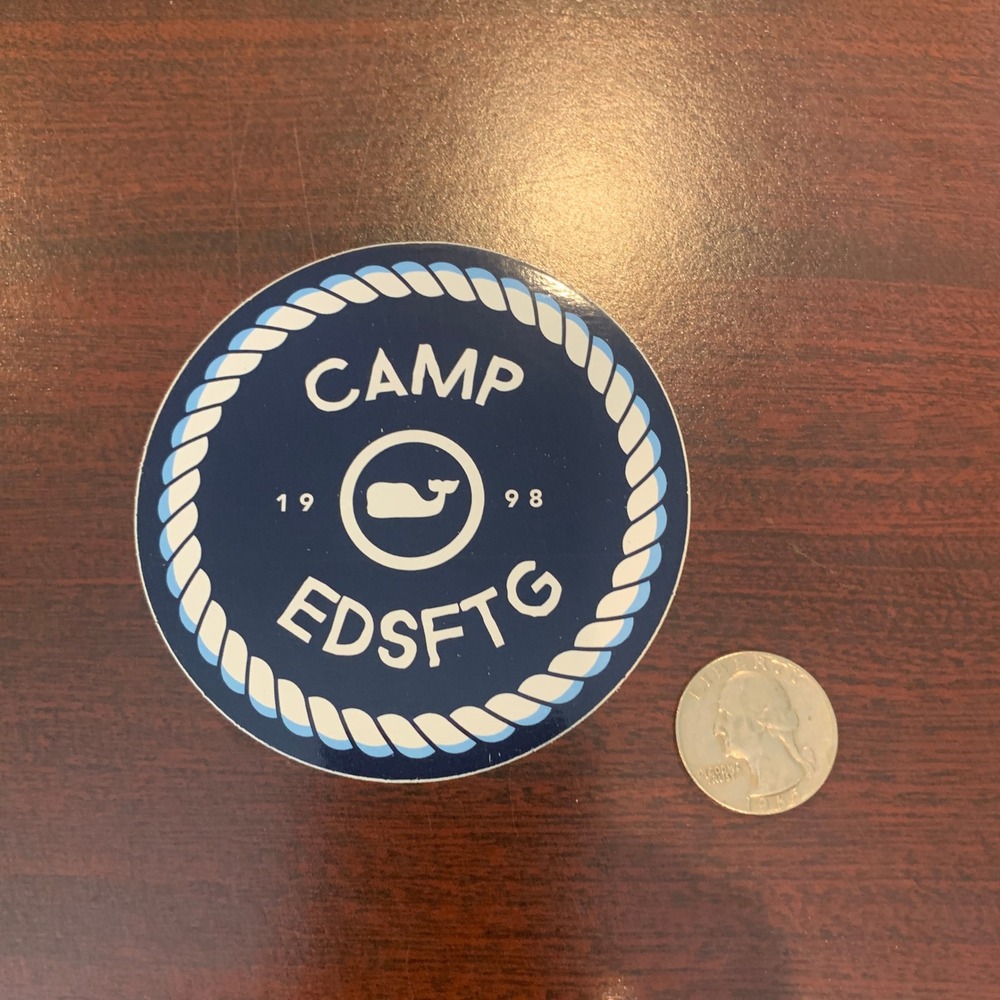Vineyard Vines Camp EDSFTG Whale Logo Nautical Circle Sticker Decal Navy Blue